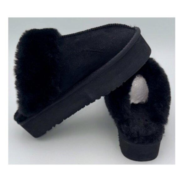 NWT-Designer Inspired Black Suede Fur Lined Platform Mules - 40/9 - Picture 5 of 8